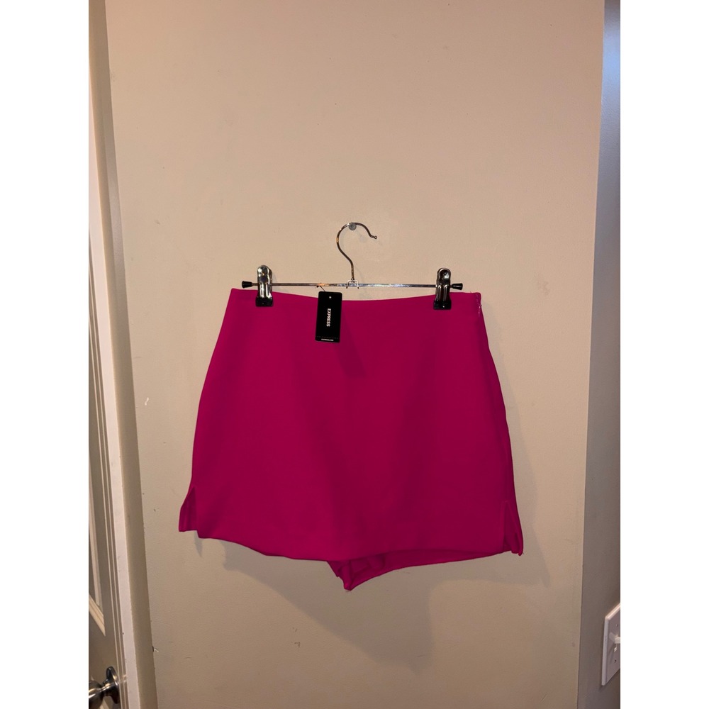 Express Hot Pink High Waisted Skort Side Slit Mini Skirt Shorts Size 2 NEW